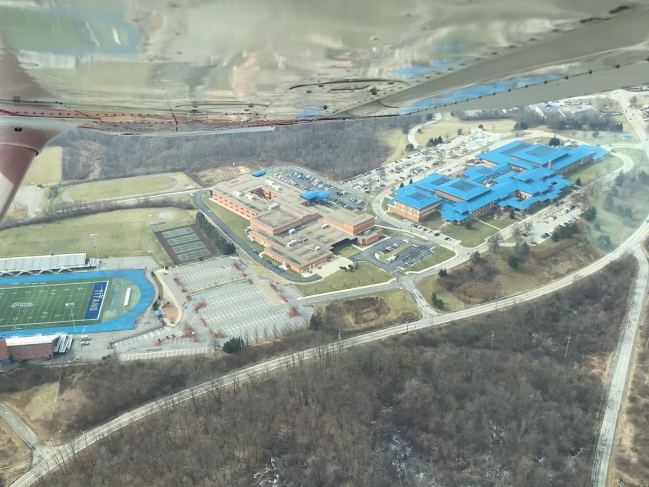 WM campus view from airplane